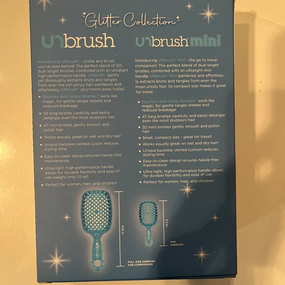 Unbrush Original and Unbrush Mini - Glitter Collection (TWO sets / Blue / NEW)‎ - Picture 9 of 9